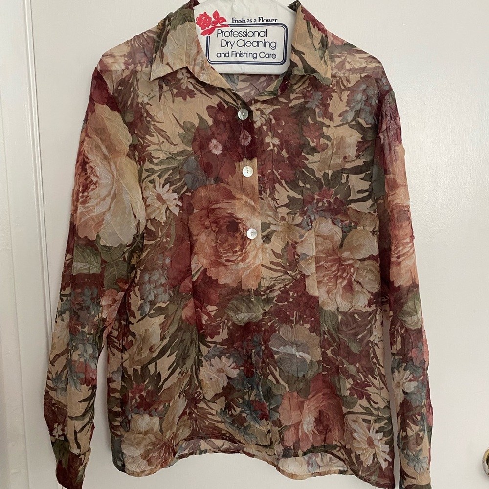 Vintage sheer button down blouse